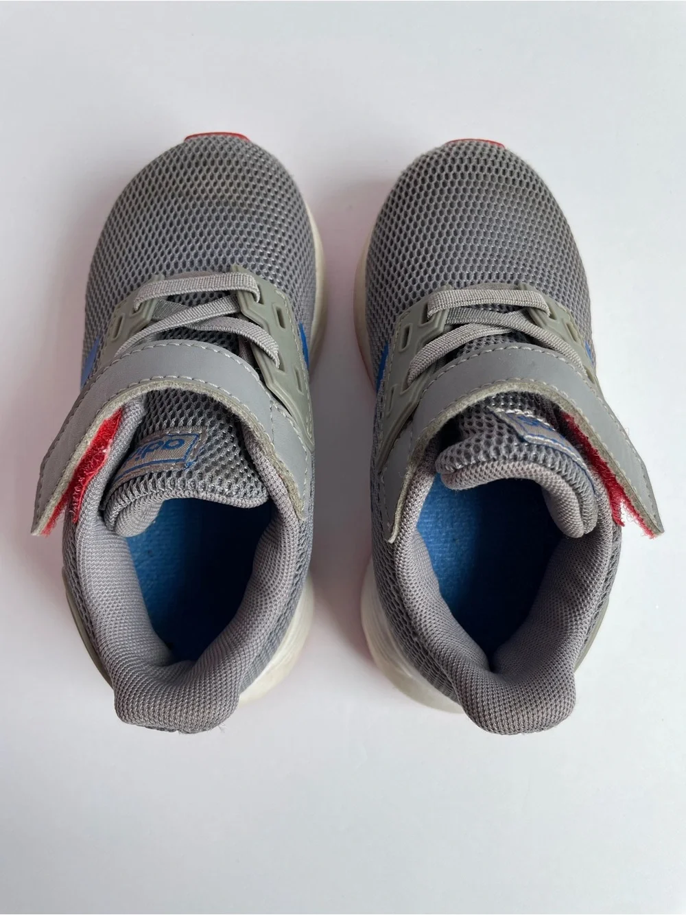 adidas Kids Grey and Blue Sneakers with Red Accents size 7